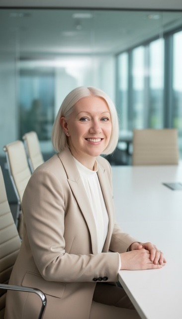 Nichola Johnson, founder of Polaris Pathway Consultancy, in a boardroom